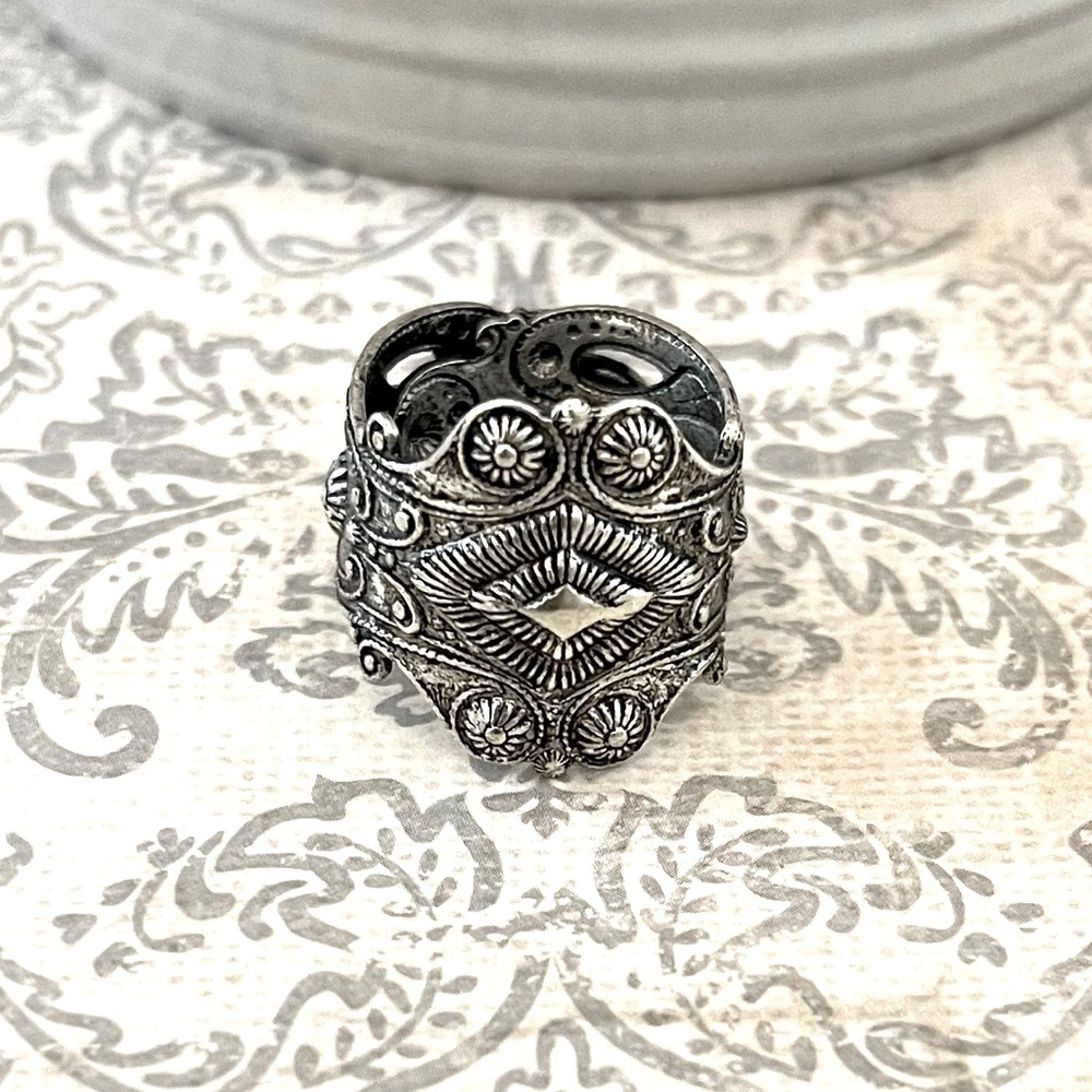 Ring Viking Witch Vintage Antique Silver Gypsy Boho Antique Wedding Hand…